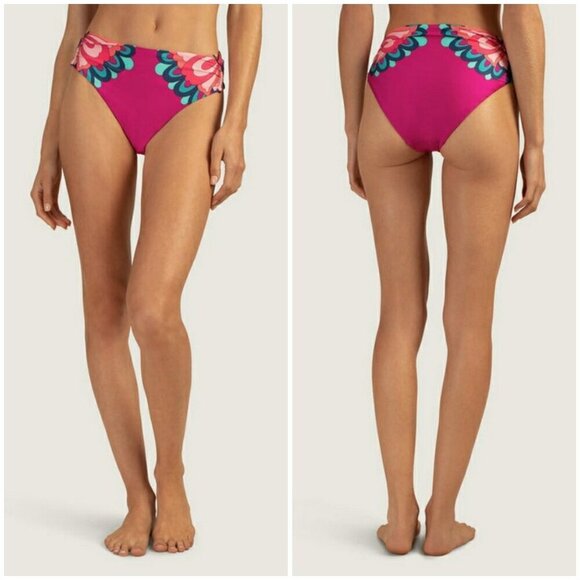💕TRINA TURK💕 Medallion High Waist Bikini Bottom ~ Pink Medallion Print 8 NWT - Picture 1 of 10